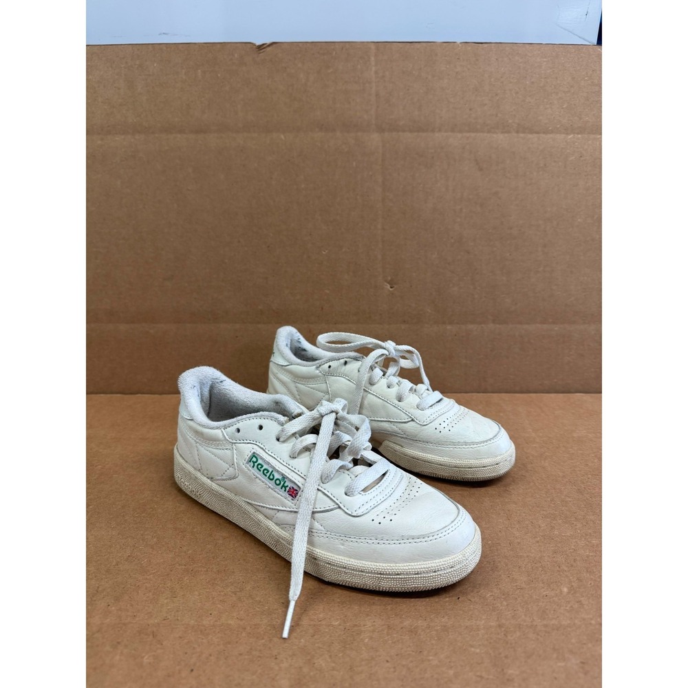 Reebok Club C 85 Lace Up Low Top Leather Sneakers Chalk Glen Green Womens 6.5 US